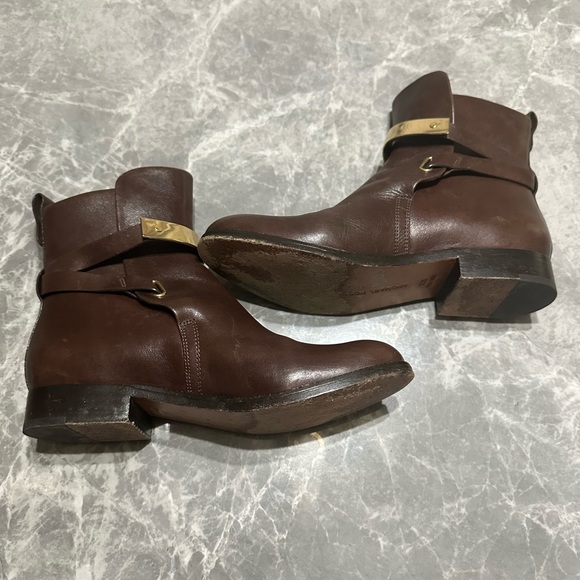 Michael Kors Rory Brown Leather Vero Cuoio Heel Ankle Booties Size 5 EU 35.5 - Picture 5 of 8